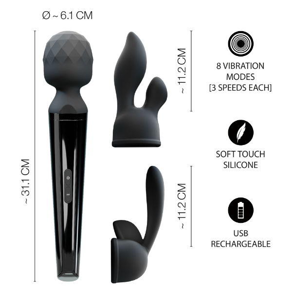 Wand Vibrator Med 2 Attachments