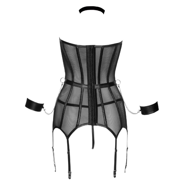 Cottelli - Transparent Corset Underwear Set - Black