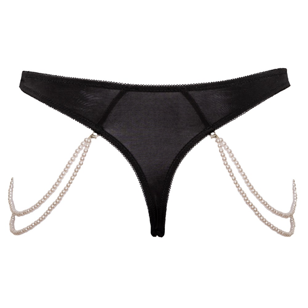 Cottelli - G-string With Pearls - Black/Pearls