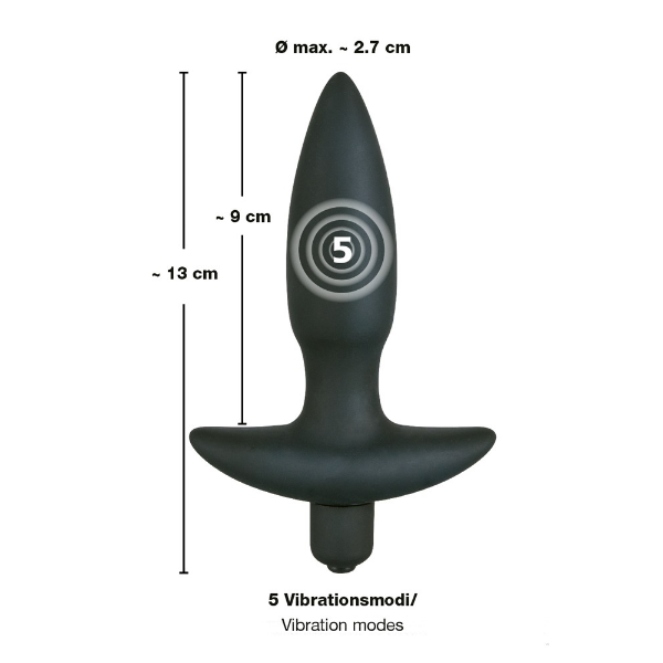Black Velvets Butt Plug Vibrator - 13cm